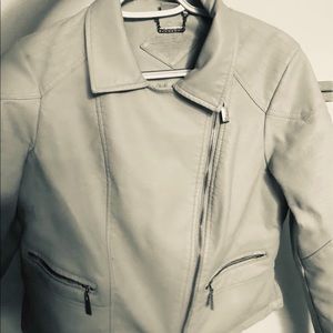 Cream White vegan leather jacket